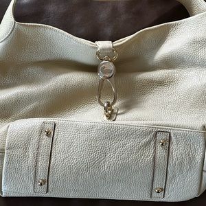 Sophisticated Dooney and Bourke bone pebble leather large logo lock sac